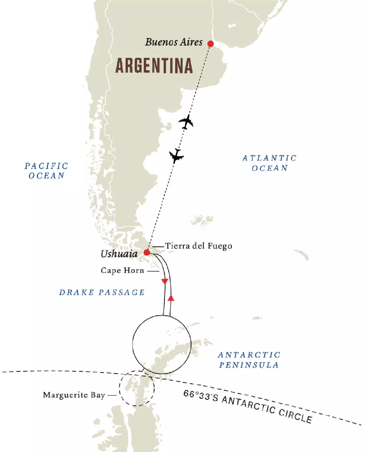 Itinerario Antartida Ushuaia Buenos Aires